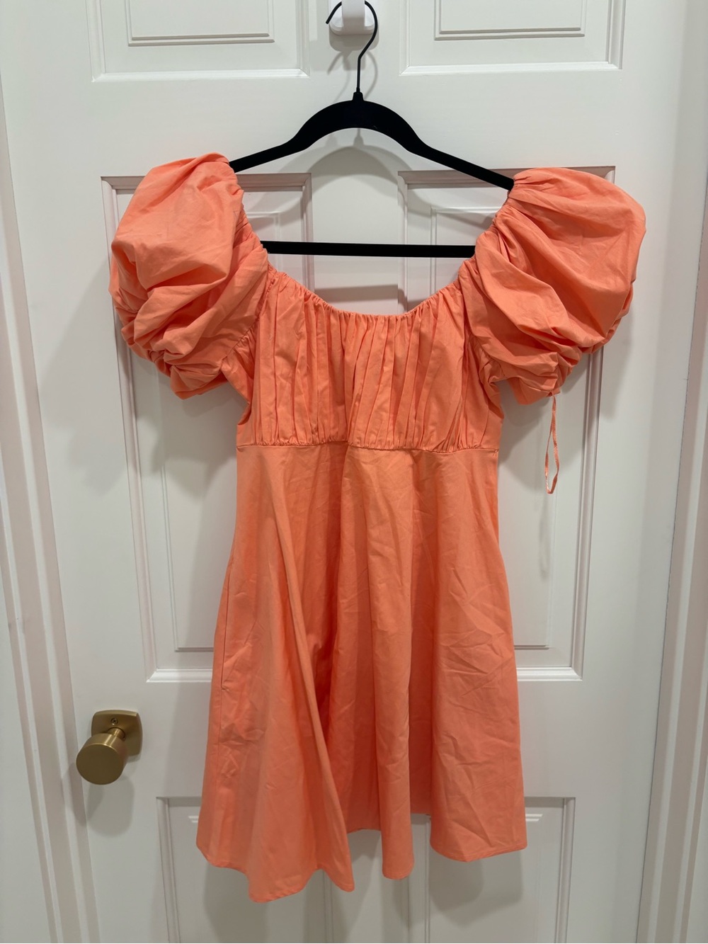Abercrombie & Fitch Peach Puff Puff-Sleeve Mini Dress